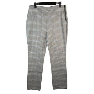 Zara Plaid Slim Leg Ankle Pants with Zipper Accent -‎ Women's Size Large